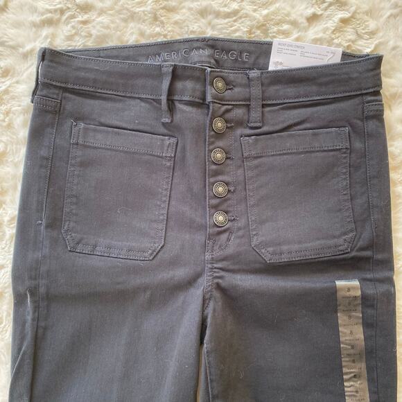 American Eagle Super Hi-Rise Jegging Jeans Size 8 Black Next Level Stretch Denim - Picture 2 of 10